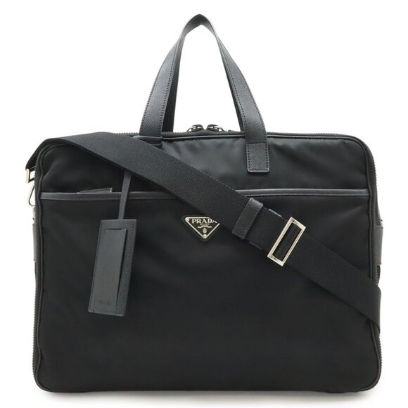 Prada Handbags - Prada Triangle Logo Business Briefcase 2-Way Shoulder Bag Nylon Nero Black
